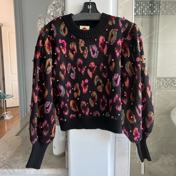 Farm Rio Beaded Leopard Pattern Sweater - Picture 4 of 13